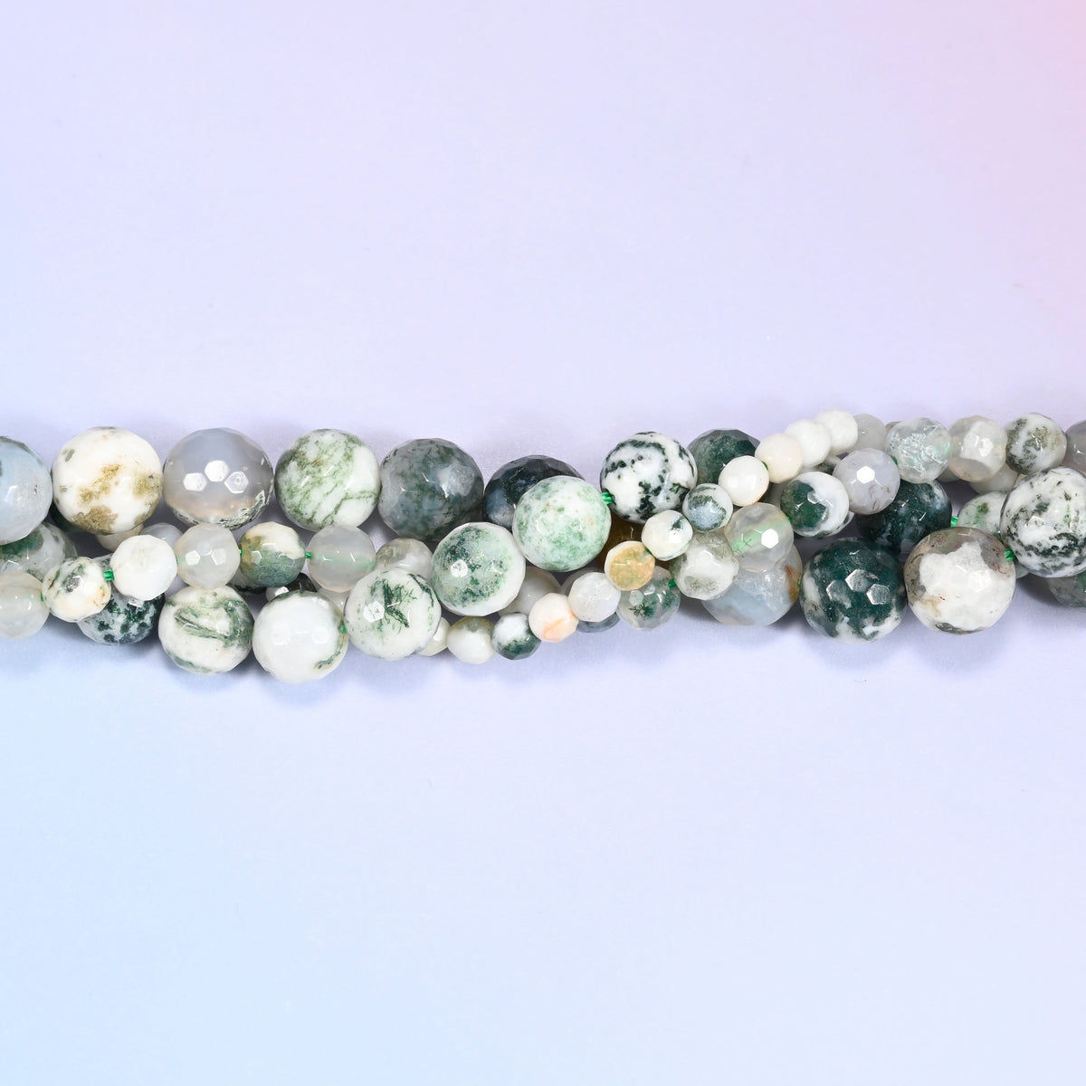 Tree Agate Faceted Round Beads 4mm 6mm 8mm 10mm Jewelry Making 15 Inch Strand