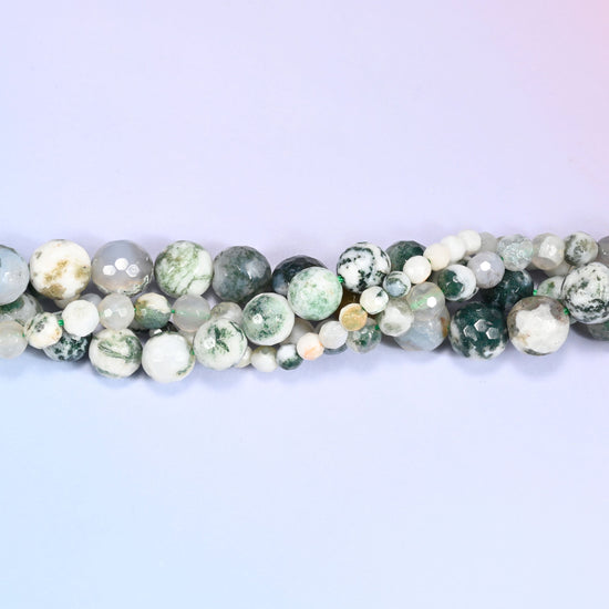 Tree Agate Faceted Round Beads 4mm 6mm 8mm 10mm Jewelry Making 15 Inch Strand