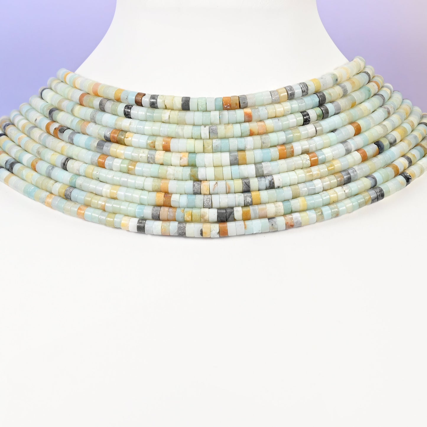 Multi-Color Amazonite Smooth Heishi Disc Beads: Jewelry Making Supply, 15.5 Inch Strand