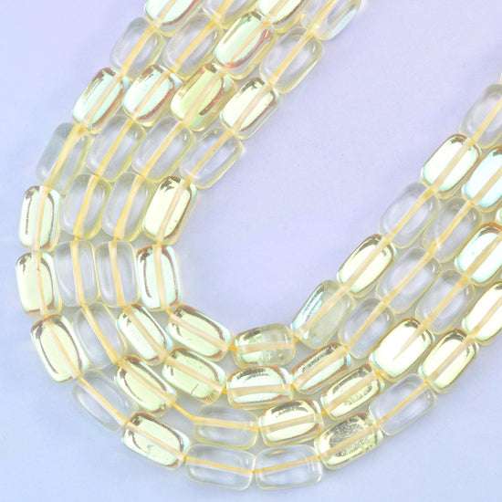 Yellow Mystic Aura glass beads, center-drilled approximately 1.0mm hole