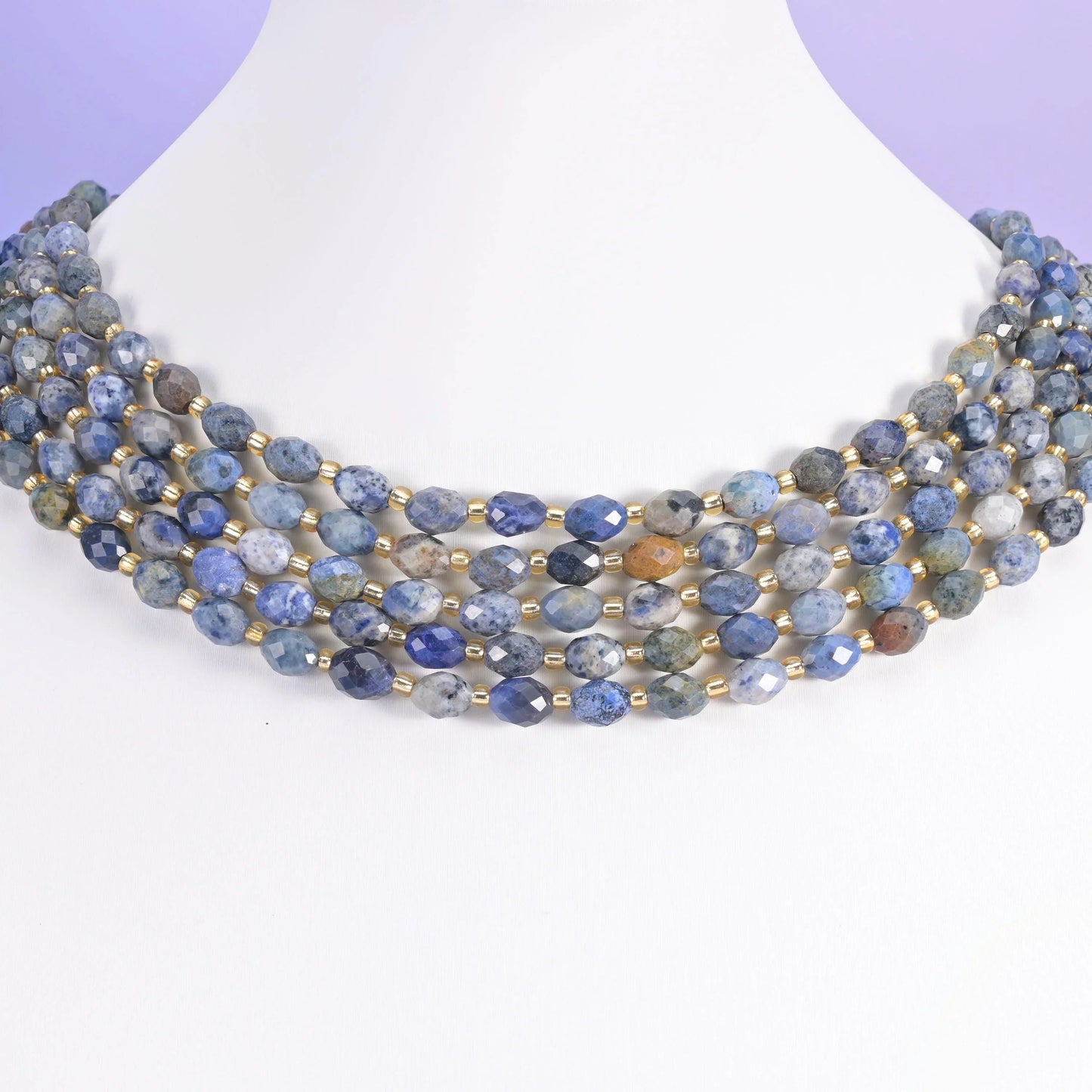 Sunset Dumortierite beads, faceted rice barrel, 6x8mm