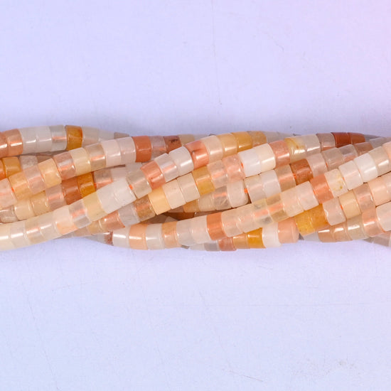 Pink Aventurine Smooth Heishi Disc Beads, sold per 15.5 inch strand