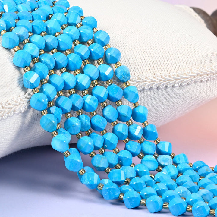 Dyed Blue Howlite Faceted Spiral Twist Beads