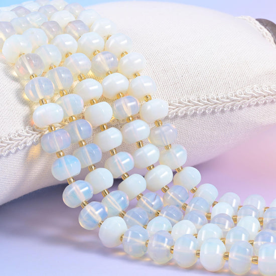 Opalite Pumpkin Rondelle Beads, man-made glass with a soft opalescent glow