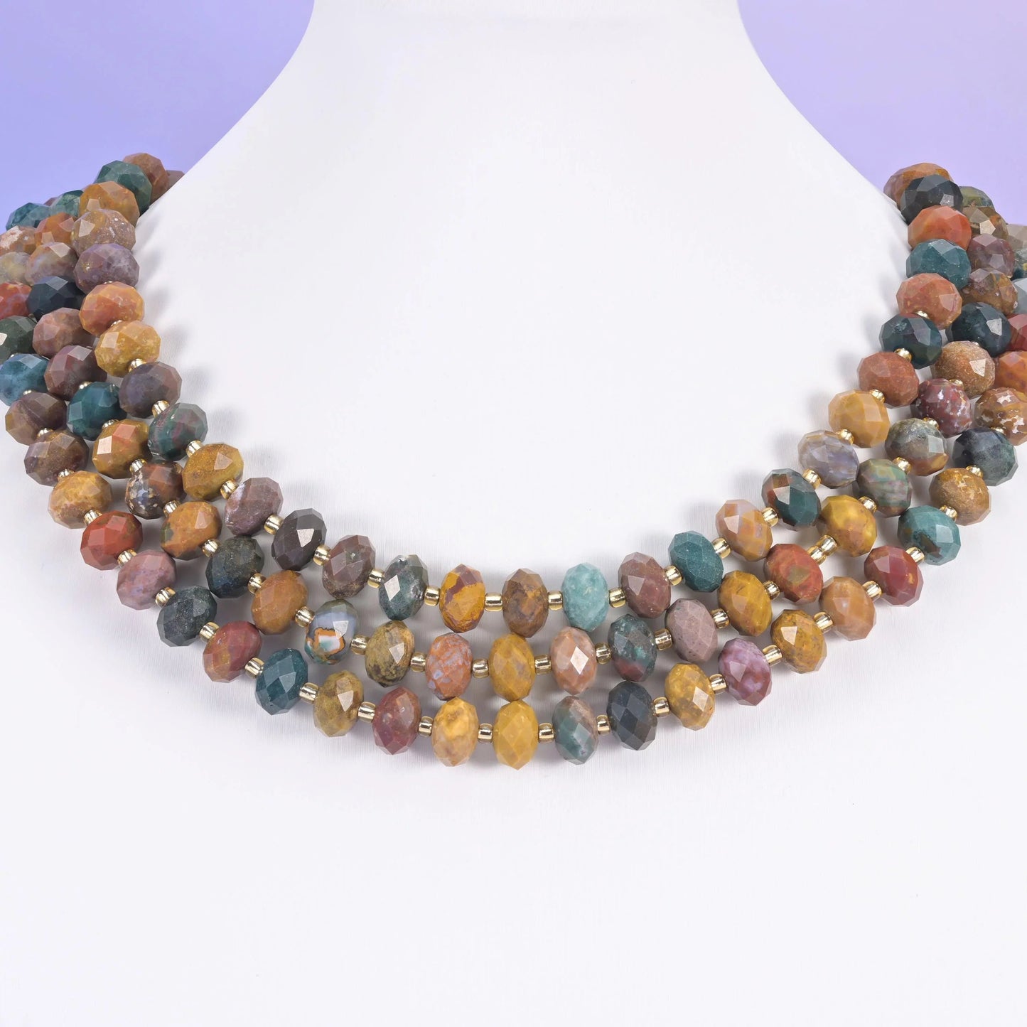 Ocean Agate beads, faceted rondelle, 6 x 10mm