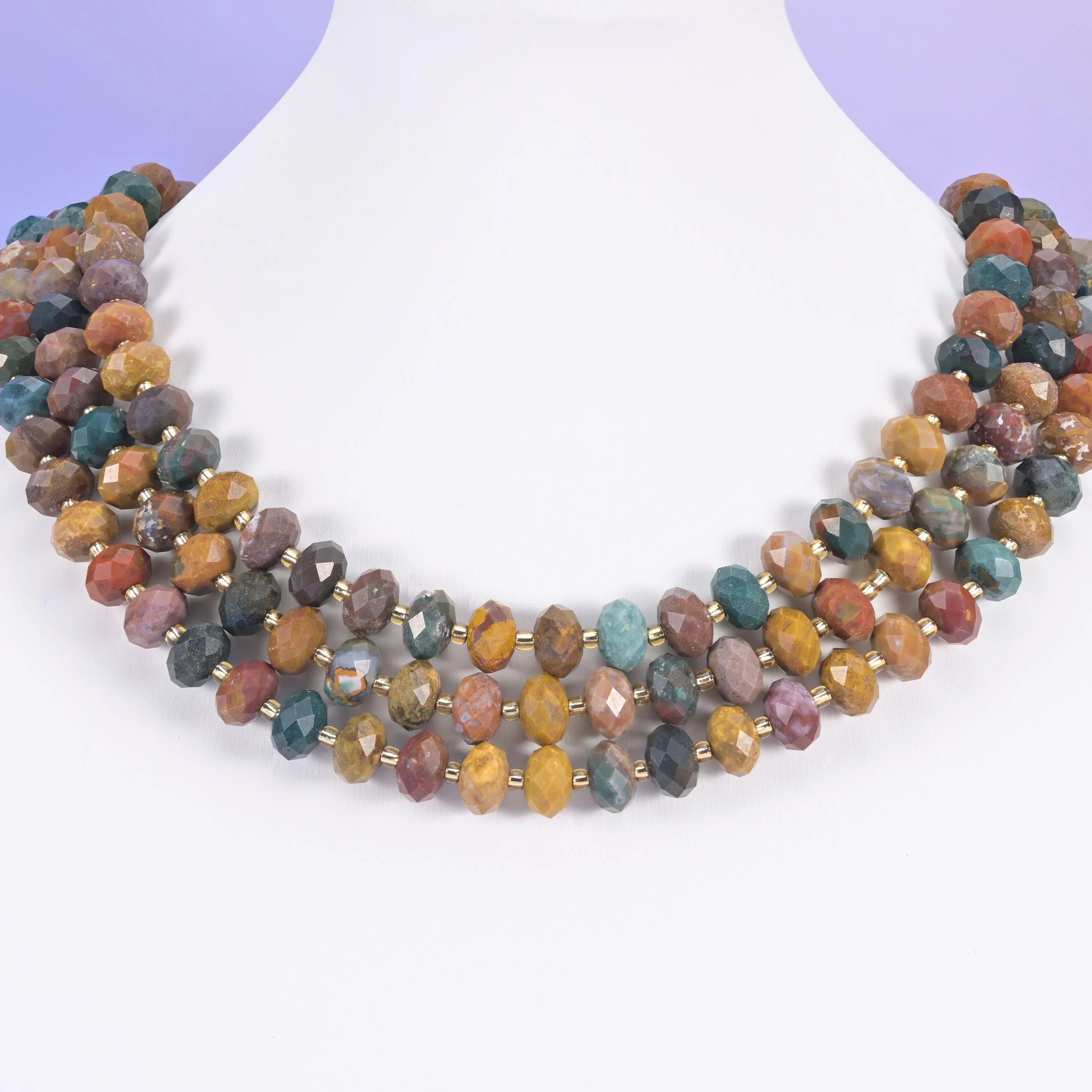 Ocean Agate beads, faceted rondelle, 6 x 10mm