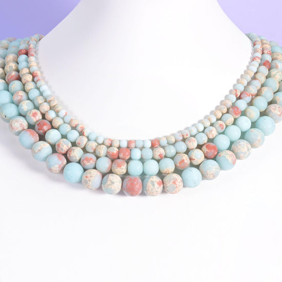 Blue Shoushan Stone beads, matte round, 4mm, 6mm, 8mm, 10mm