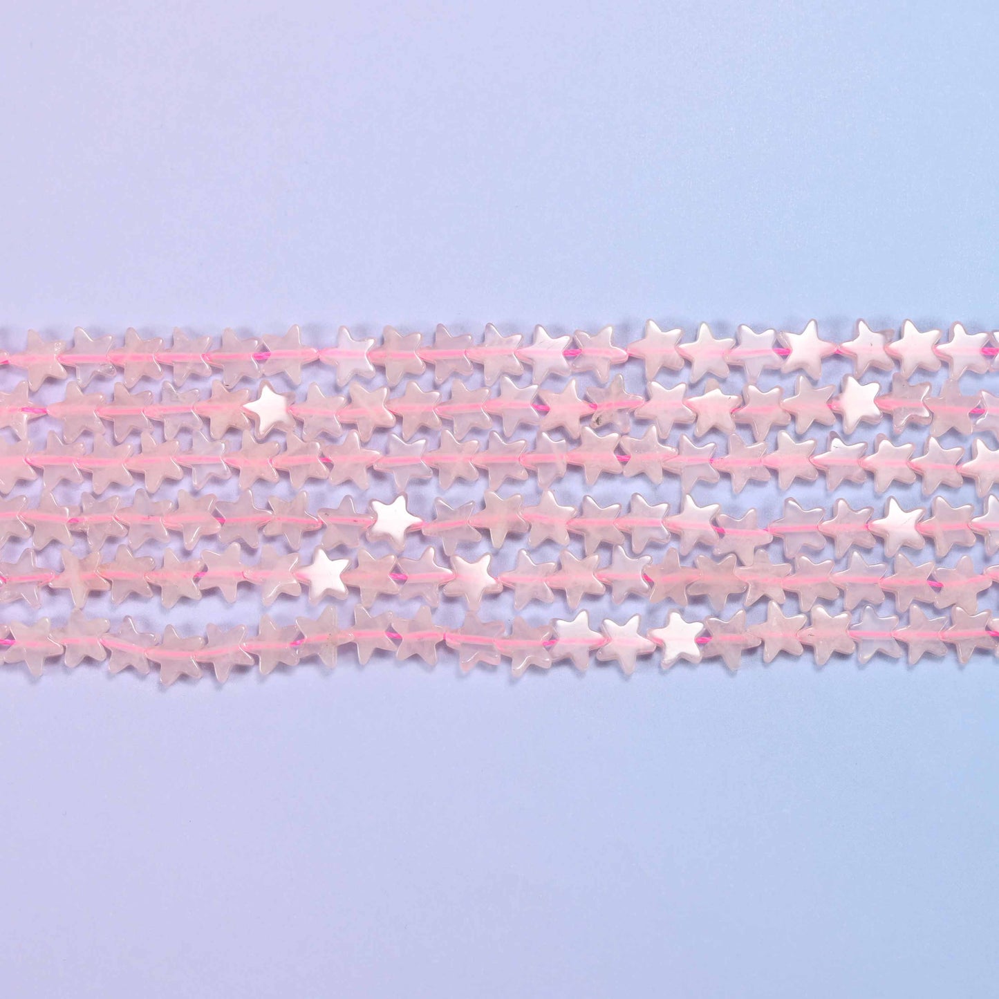 Rose Quartz Flat Star Beads: Size 6mm, Jewelry Making, 15 Inch Strand