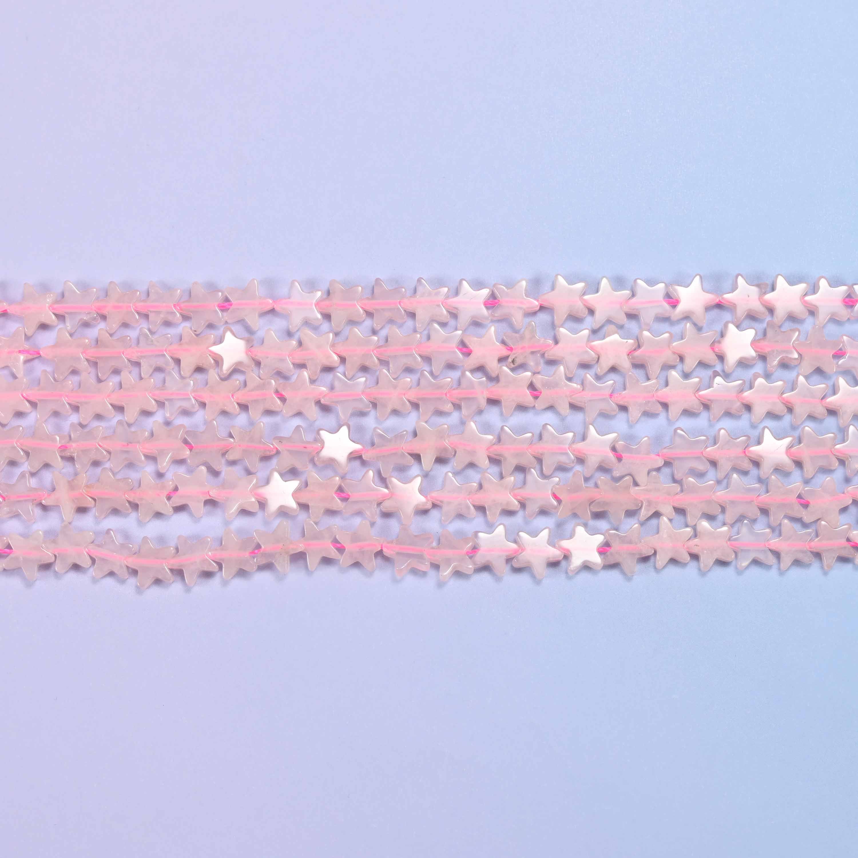 Rose Quartz Flat Star Beads: Size 6mm, Jewelry Making, 15 Inch Strand