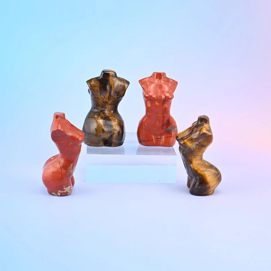 Goddess figurine in a choice of 13 stones including unakite, crazy agate, moss agate and tiger eye