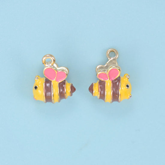 Enamel Bee Charm 14x11mm, sits up off the chain at 6.7mm deep