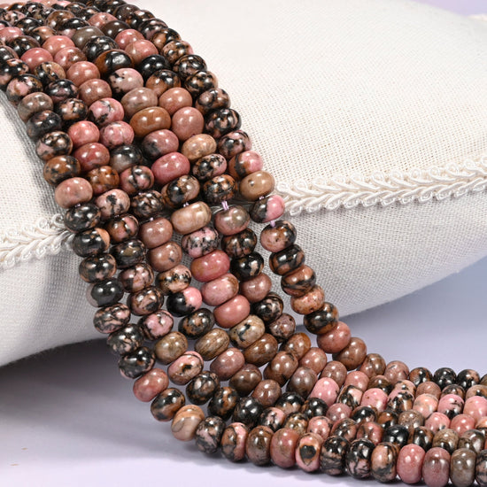 Rhodonite Rondelle Beads: 2.5mm Hole Size, Full Strand, Jewelry Making