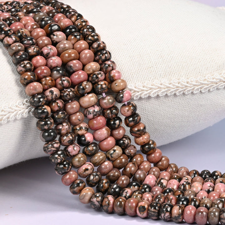 Rhodonite Rondelle Beads: 2.5mm Hole Size, Full Strand, Jewelry Making