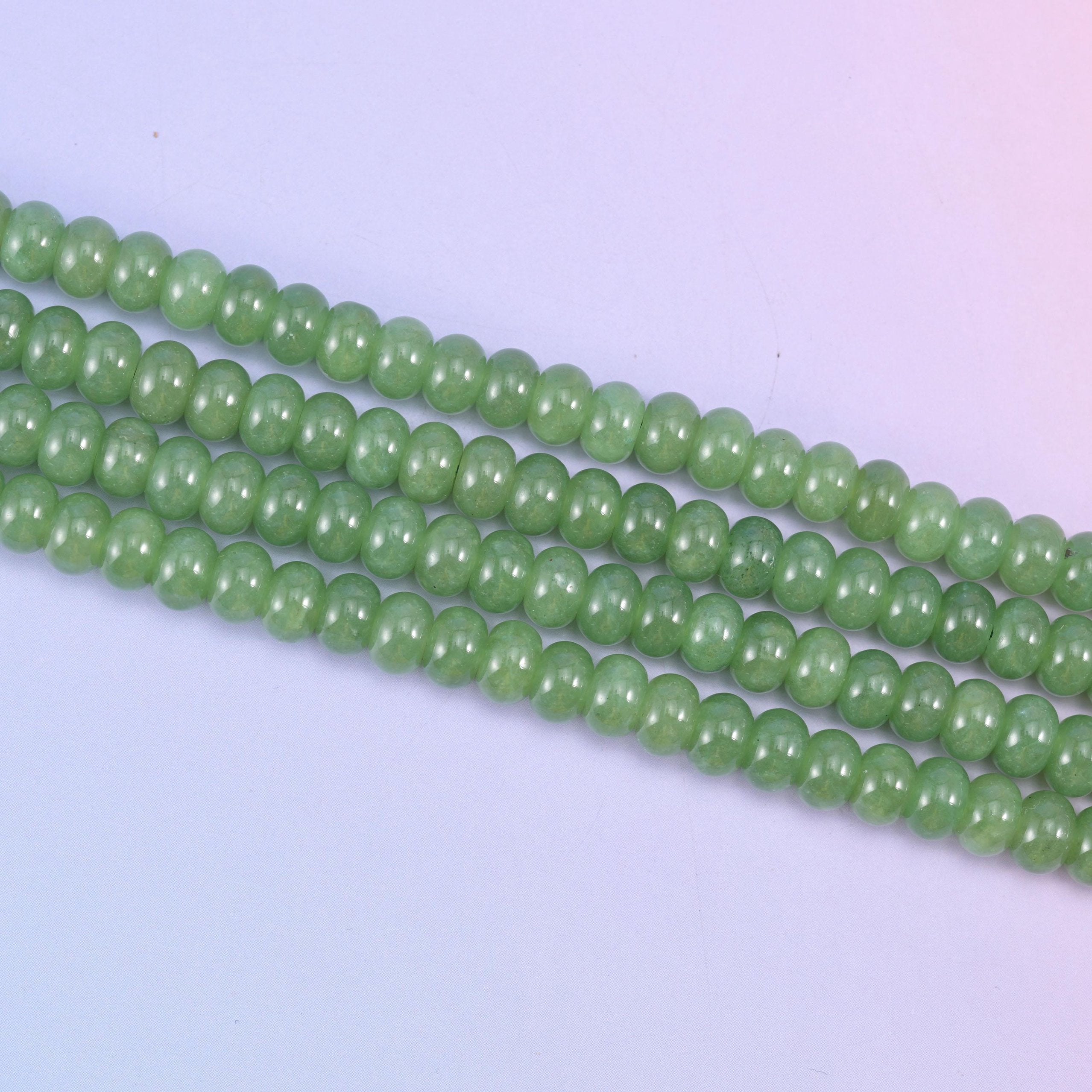 Grass Green Dyed Jade beads in a fresh, vivid grass green tone