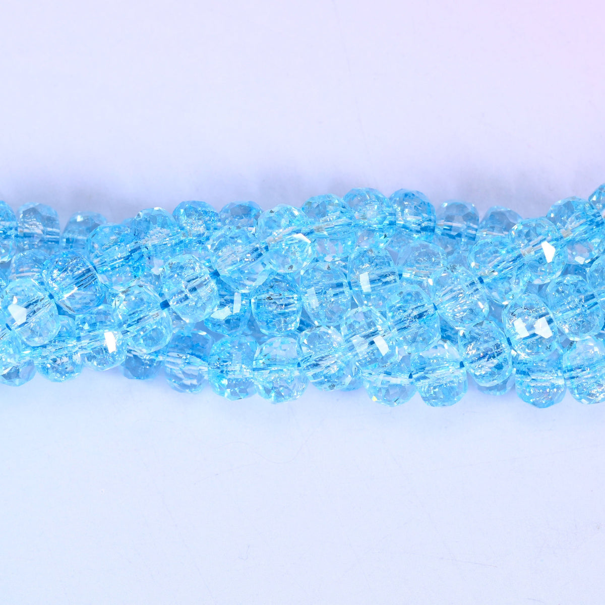 Transparent Blue Faceted Rondelle Glass Beads, approximately 82 beads per strand