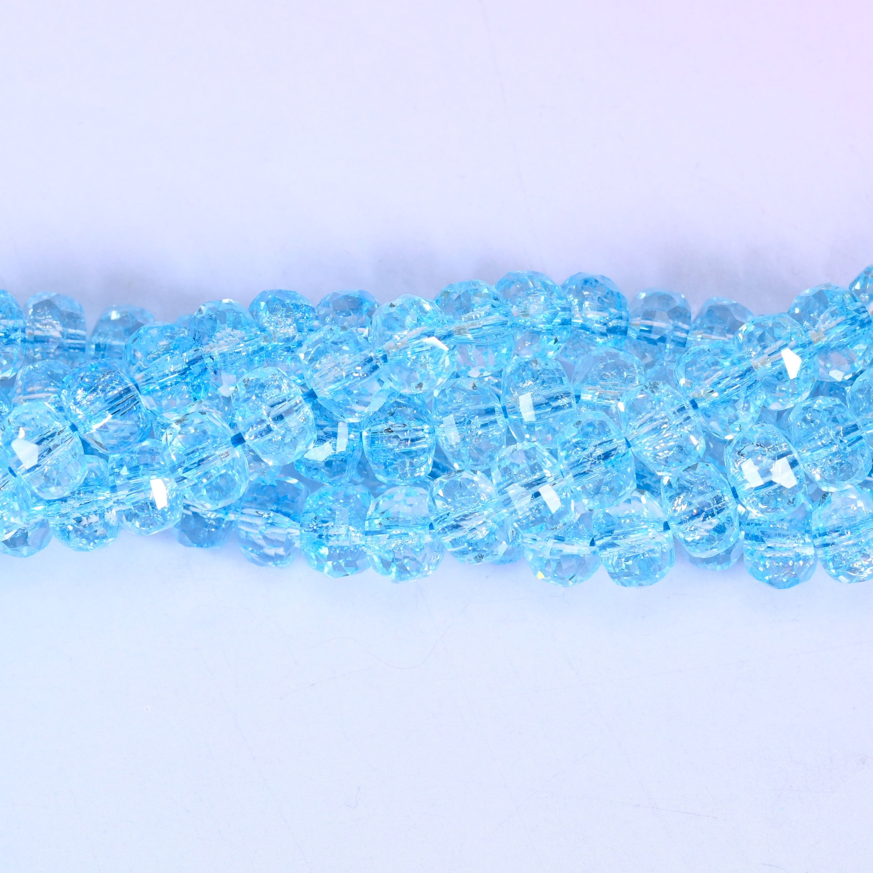 Transparent Blue Faceted Rondelle Glass Beads, approximately 82 beads per strand