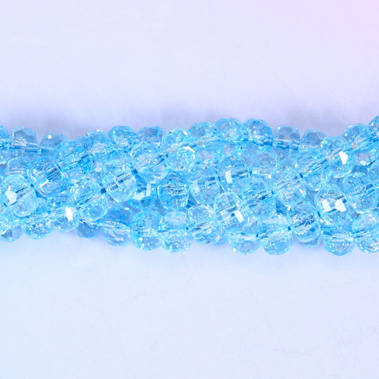 Transparent Blue Faceted Rondelle Glass Beads, approximately 82 beads per strand