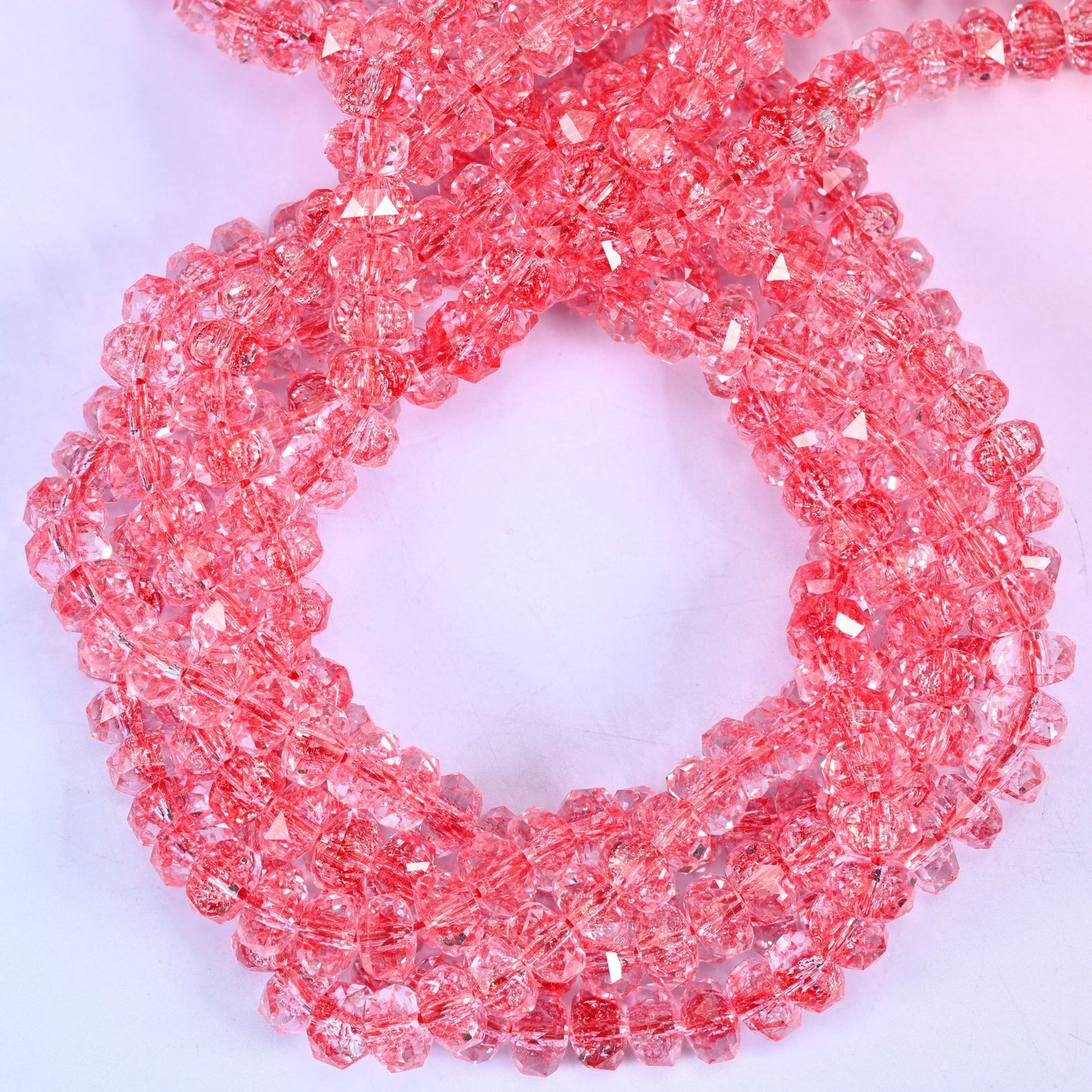 Transparent Red Faceted Rondelle Glass Beads: Size 5x8mm, Jewelry Making Supply