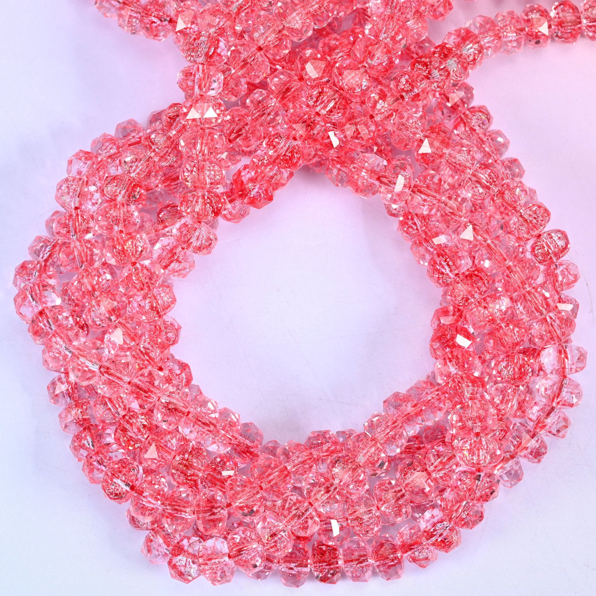 Transparent Red Faceted Rondelle Glass Beads: Size 5x8mm, Jewelry Making Supply