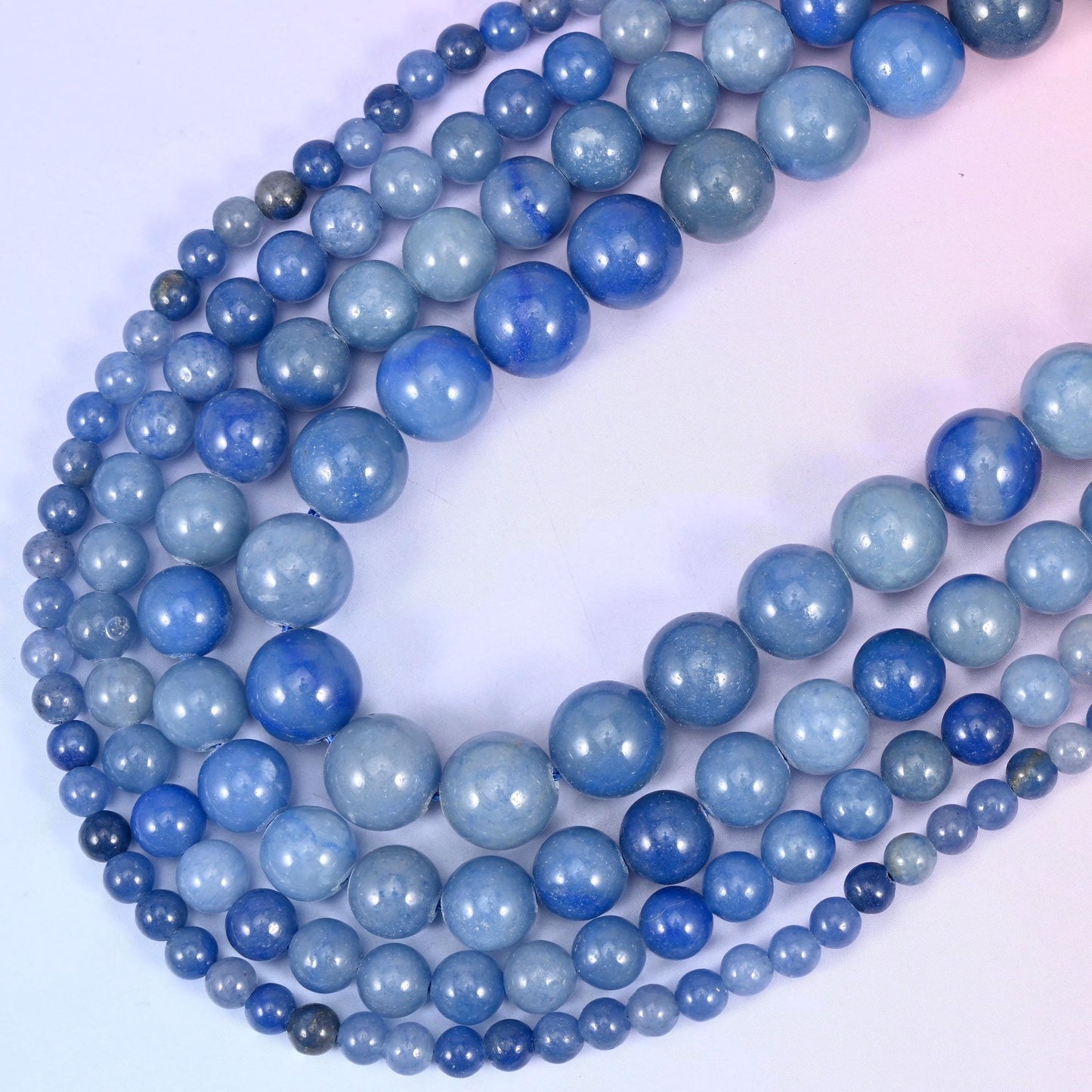 Denim Blue Aventurine Smooth Round Beads 4mm 6mm 8mm 10mm 12mm, 15 inch strand
