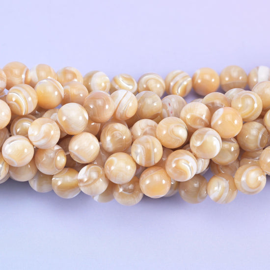 Trochus shell round beads, centre-drilled hole 0.5mm to 1.2mm