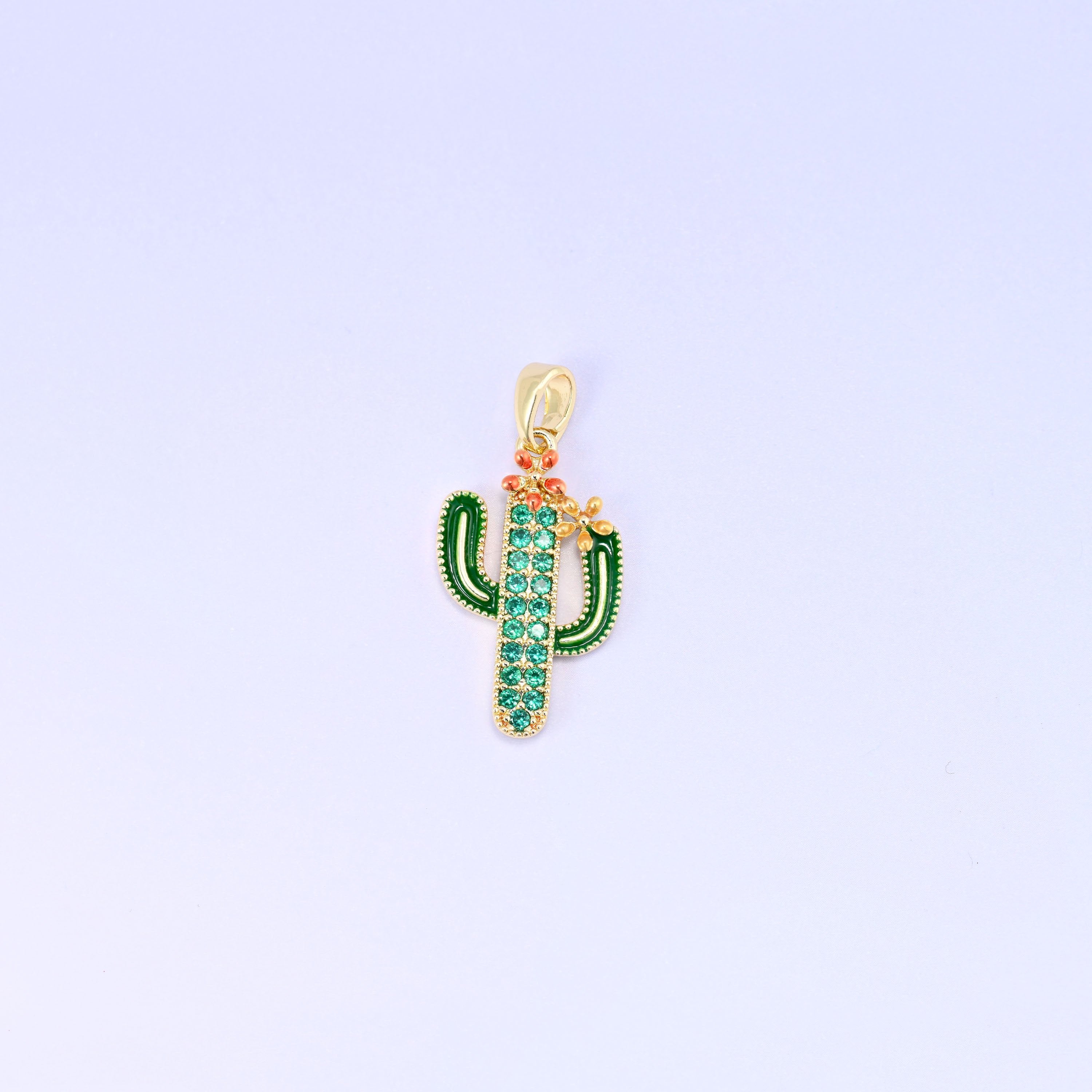 18K Gold Plated Cactus Charm 22x13mm