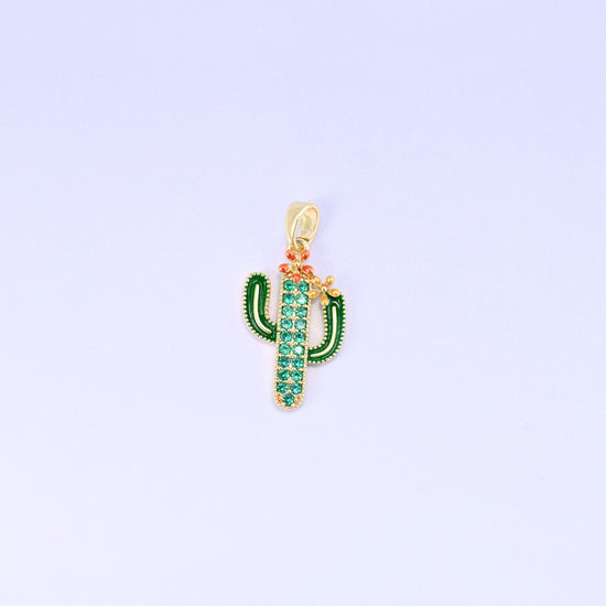 18K Gold Plated Cactus Charm 22x13mm