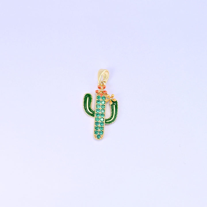 18K Gold Plated Cactus Charm 22x13mm