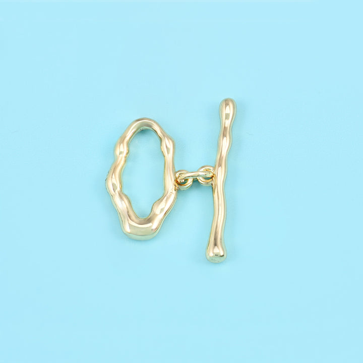 Gold plated toggle clasp, freeform shape