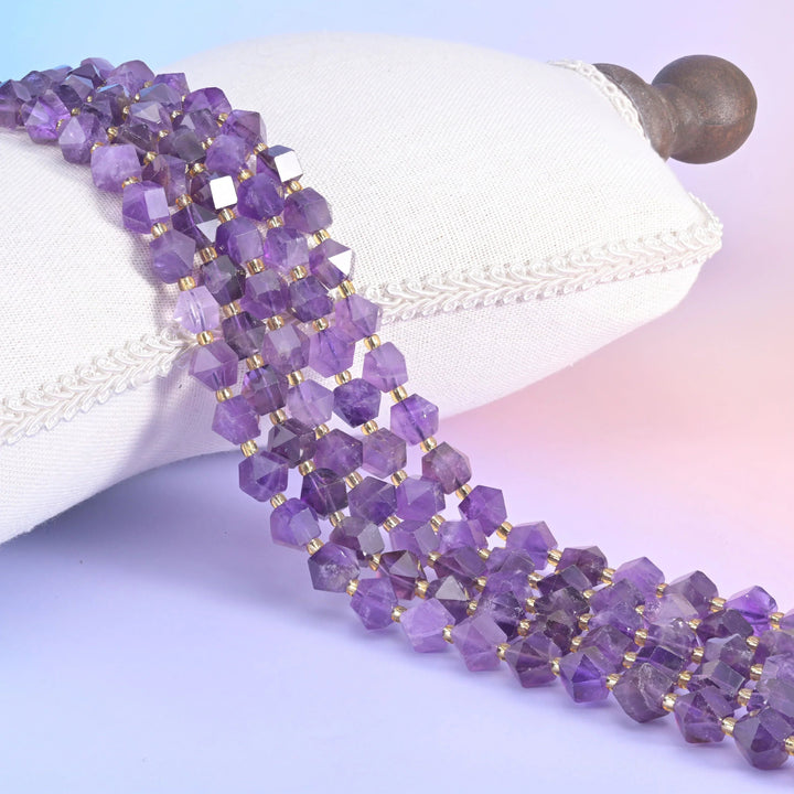 Diamond rhombus gemstone beads, eight-sided faceted cut, approximately 10mm.
