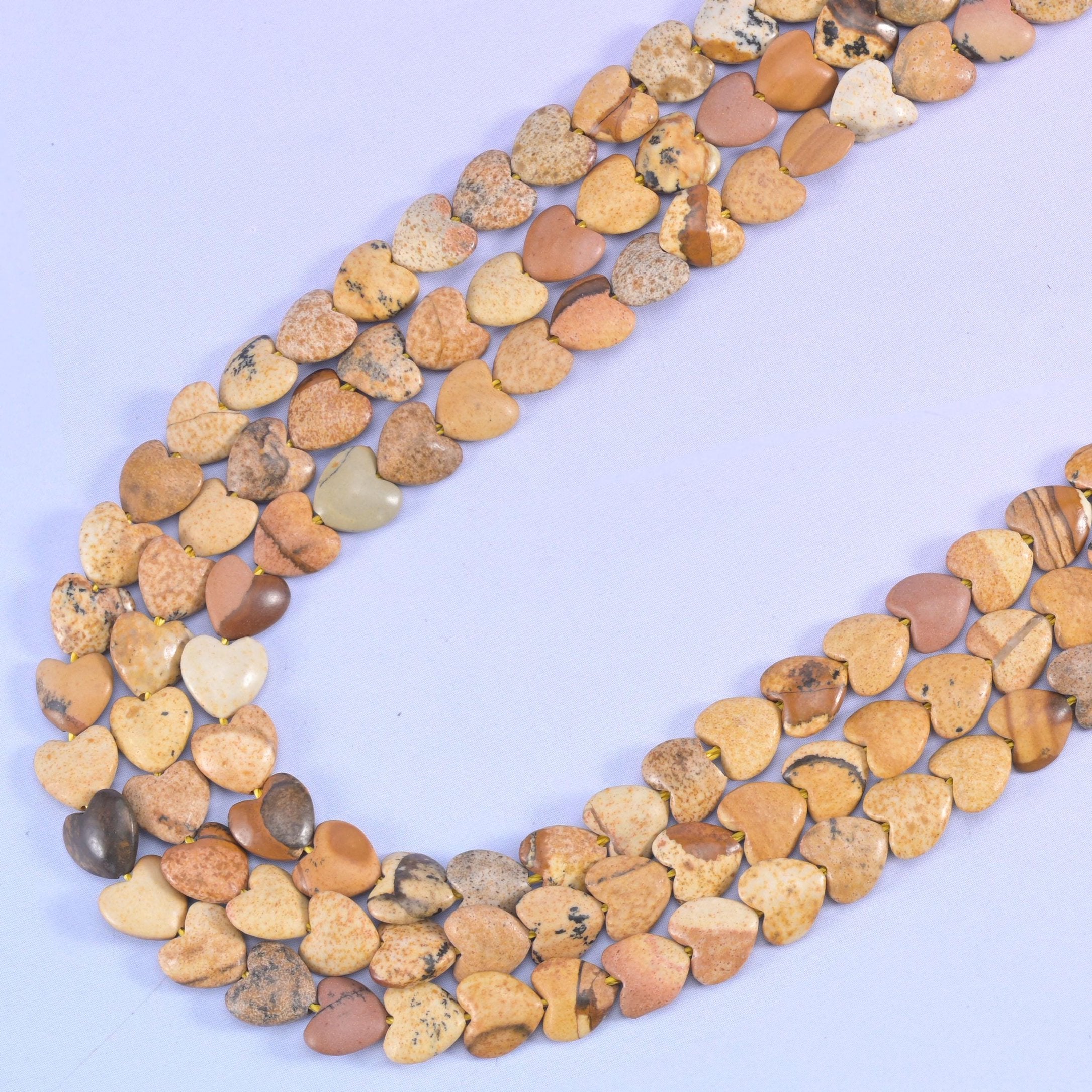 Heart cut picture jasper beads