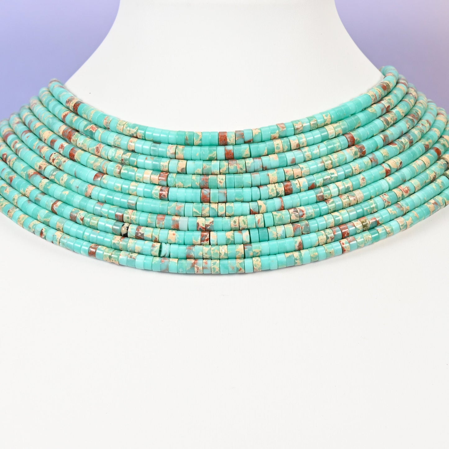 Blue Shoushan Stone beads, smooth heishi disc, 2 x 4mm