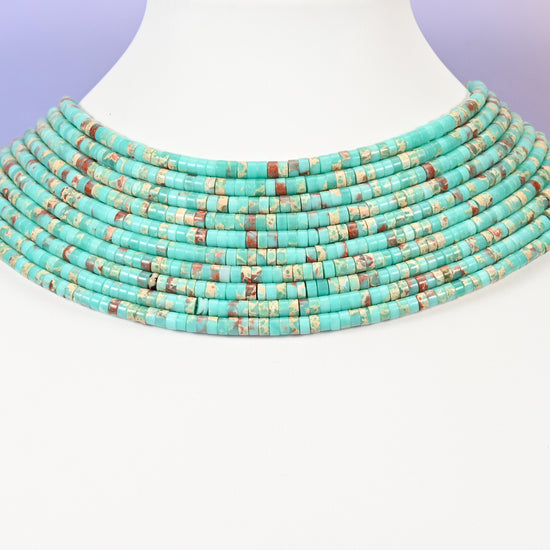 Blue Shoushan Stone beads, smooth heishi disc, 2 x 4mm