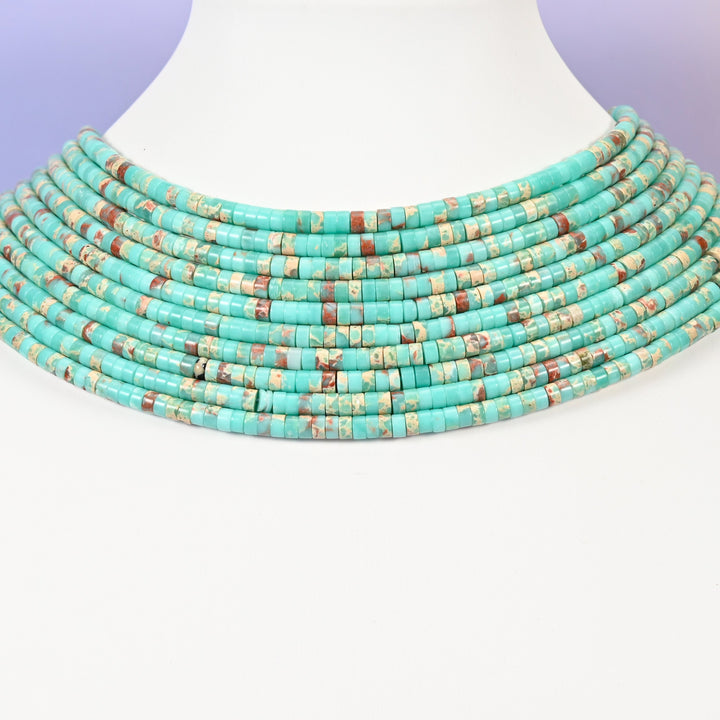 Blue Shoushan Stone beads, smooth heishi disc, 2 x 4mm
