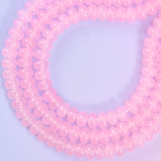 Pink Dyed Jade Smooth Rondelle Beads Jewelry Making Size 5x8mm 15" Strand