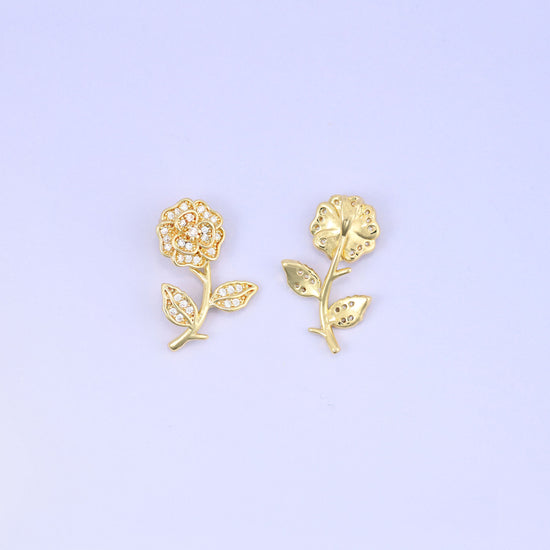 Gold Rose Zircon Charms: 18K Gold Plated Pendants, Jewelry Making Supply