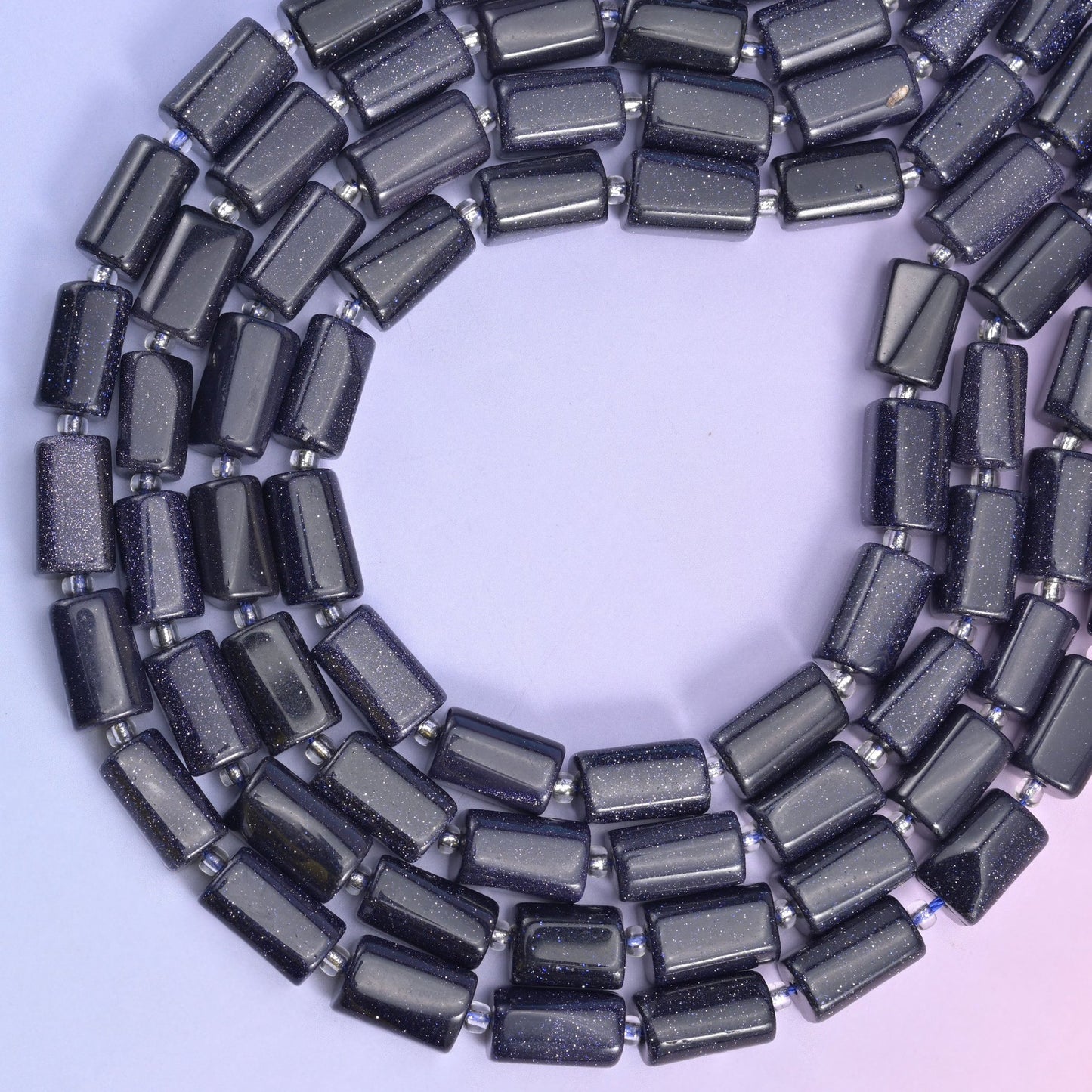 Blue Sandstone Faceted Tube Beads 12x8mm, approximately 29 beads