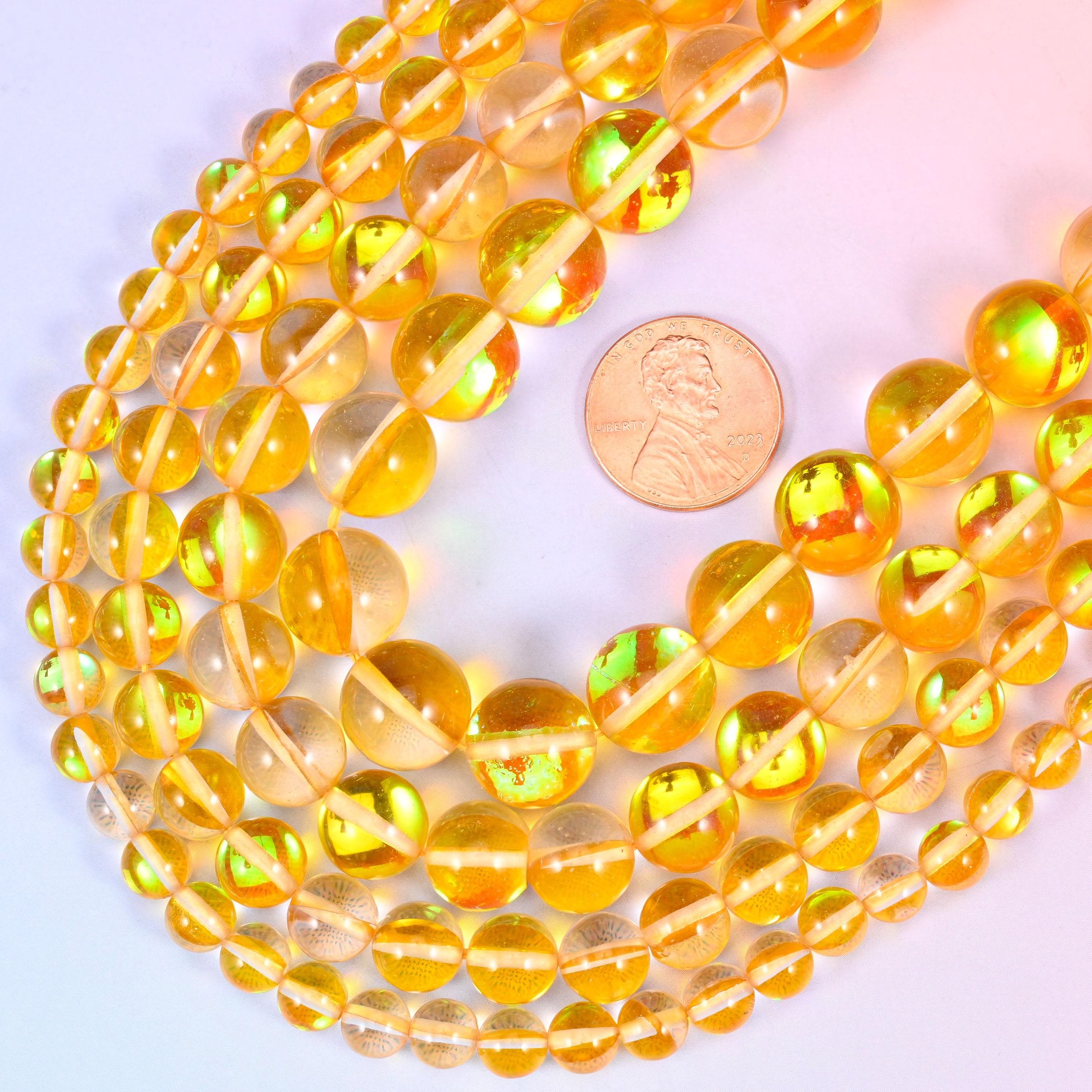 Round cut glass beads