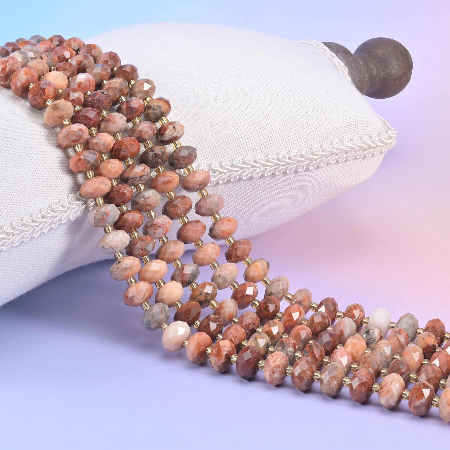 Red Crazy Agate Faceted Rondelle Beads