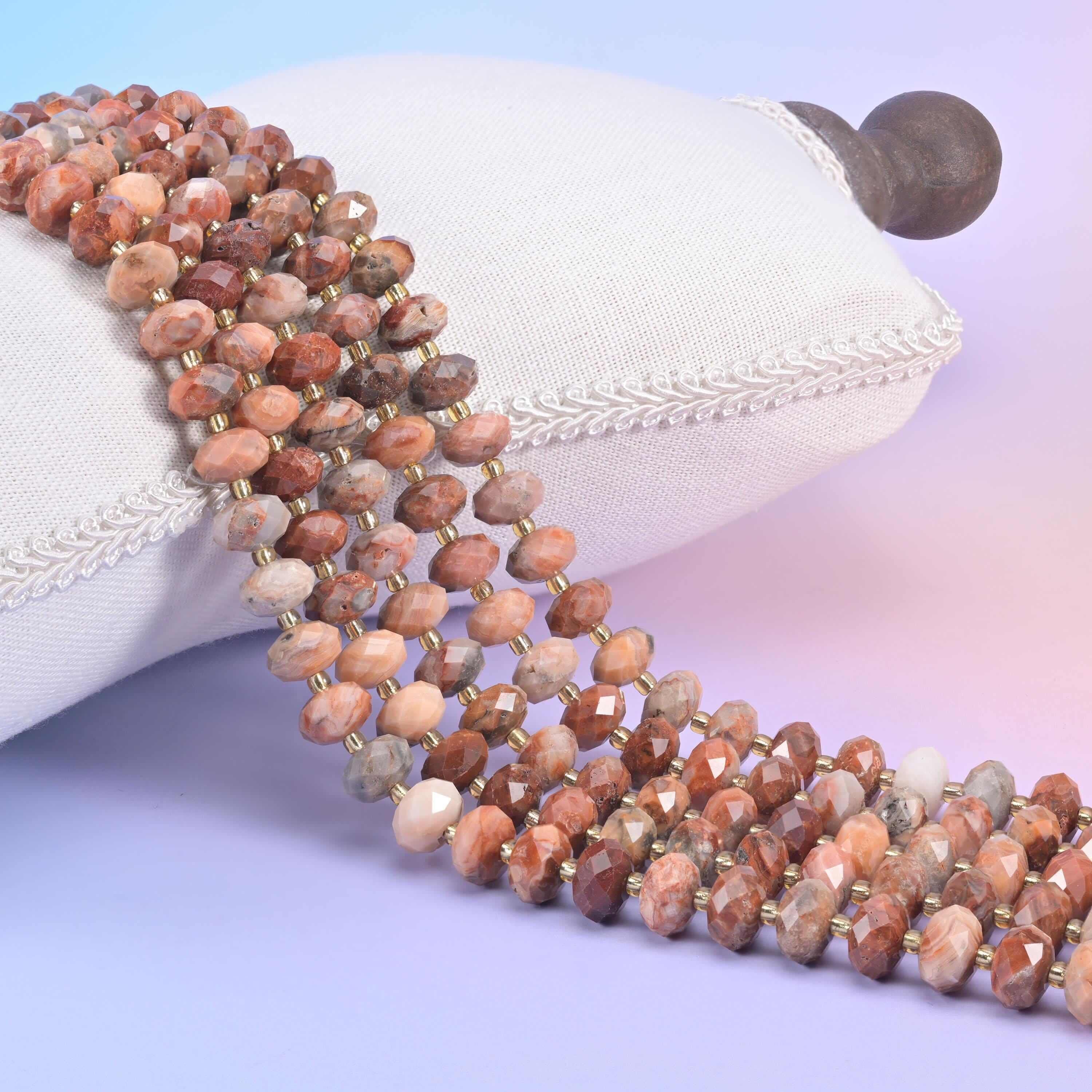 Red Crazy Agate Faceted Rondelle Beads