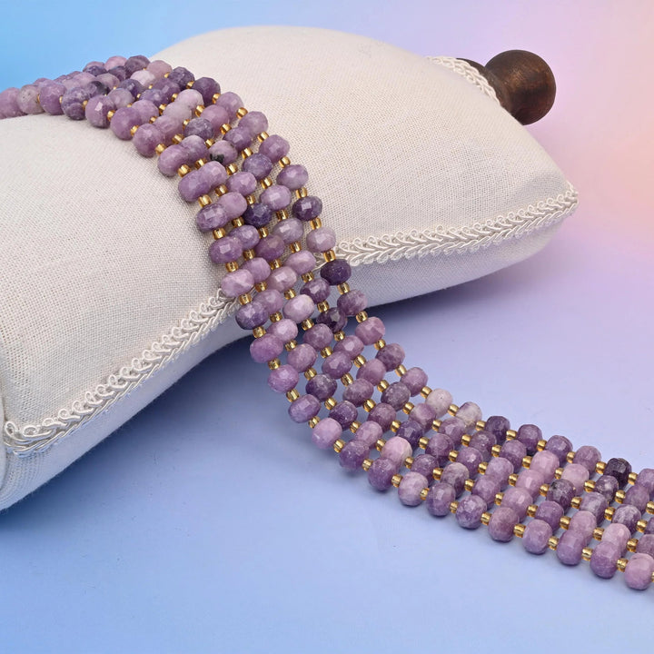 Purple Lepidolite Faceted Rondelle Beads 6x8mm