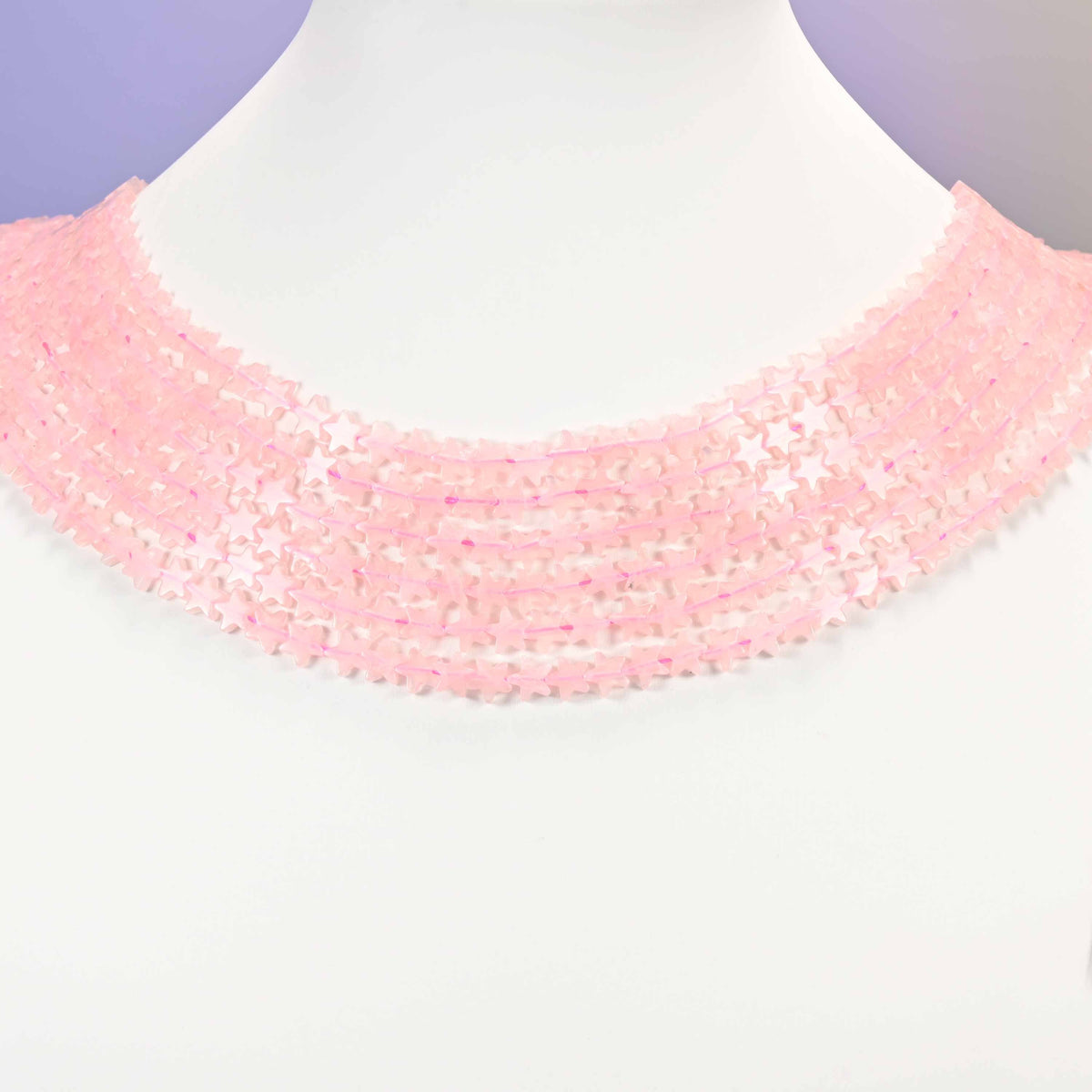 Rose quartz beads, flat star, 6mm