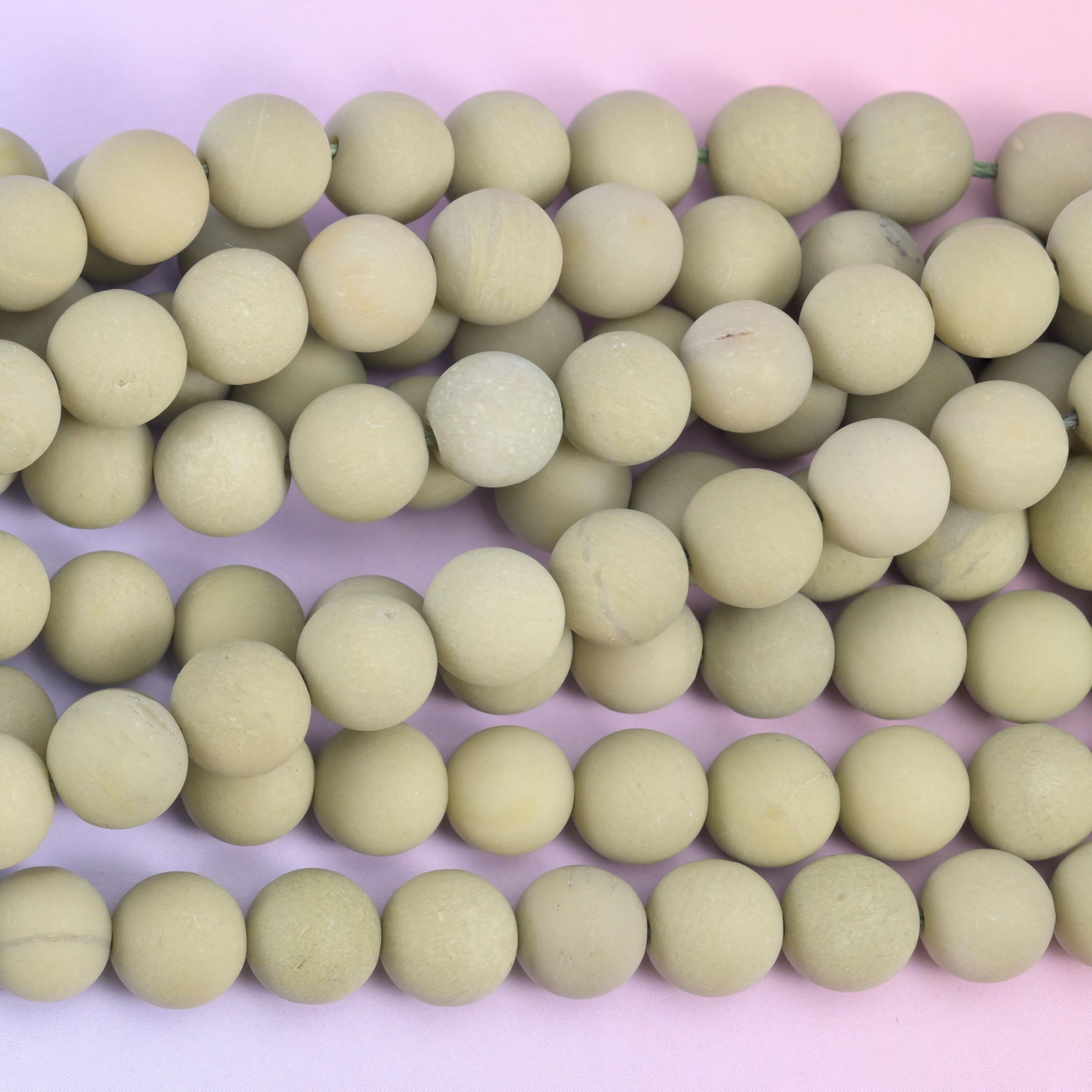Green Alashan Agate Matte Round Beads 4mm 6mm 8mm 10mm Jewelry Making 15 Inch Strand