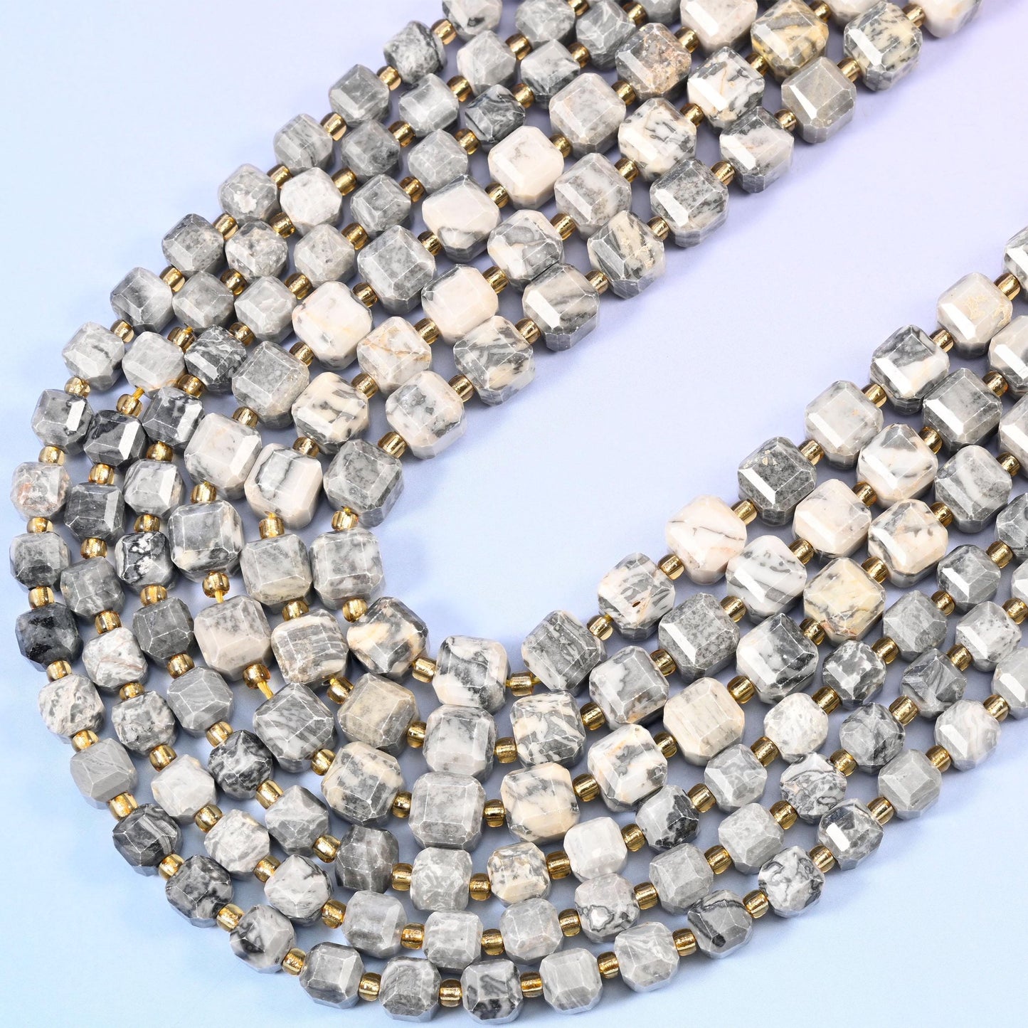 Map Jasper Faceted Cube Beads, 15 inch strand