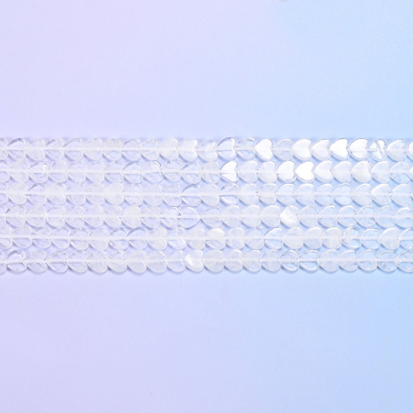 Clear Quartz Flat Heart Beads 6mm in ice white to colourless