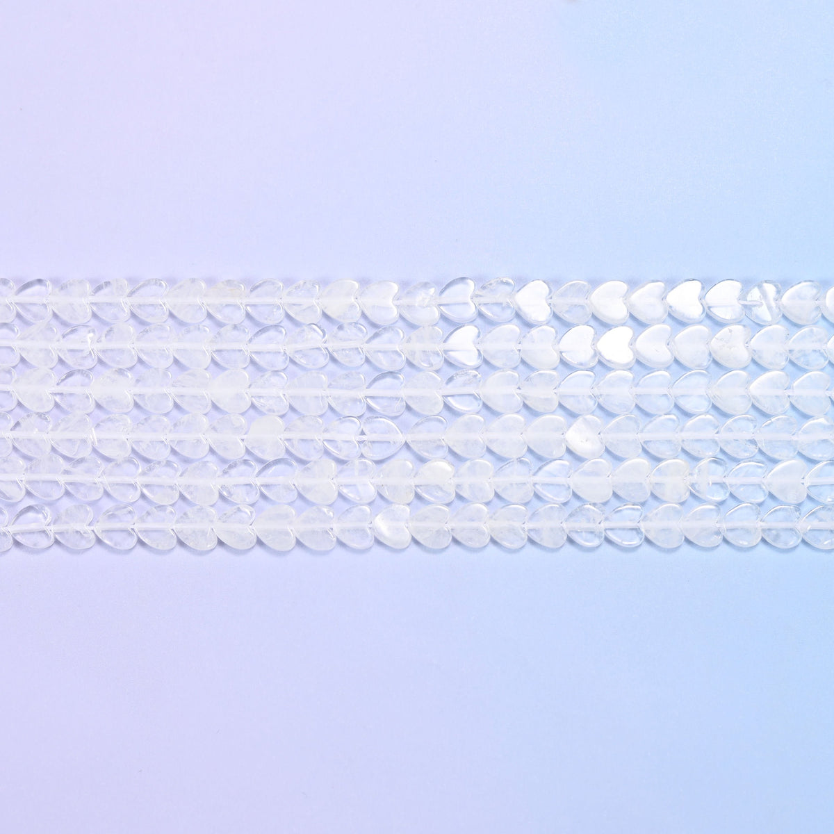 Clear Quartz Flat Heart Beads 6mm in ice white to colourless