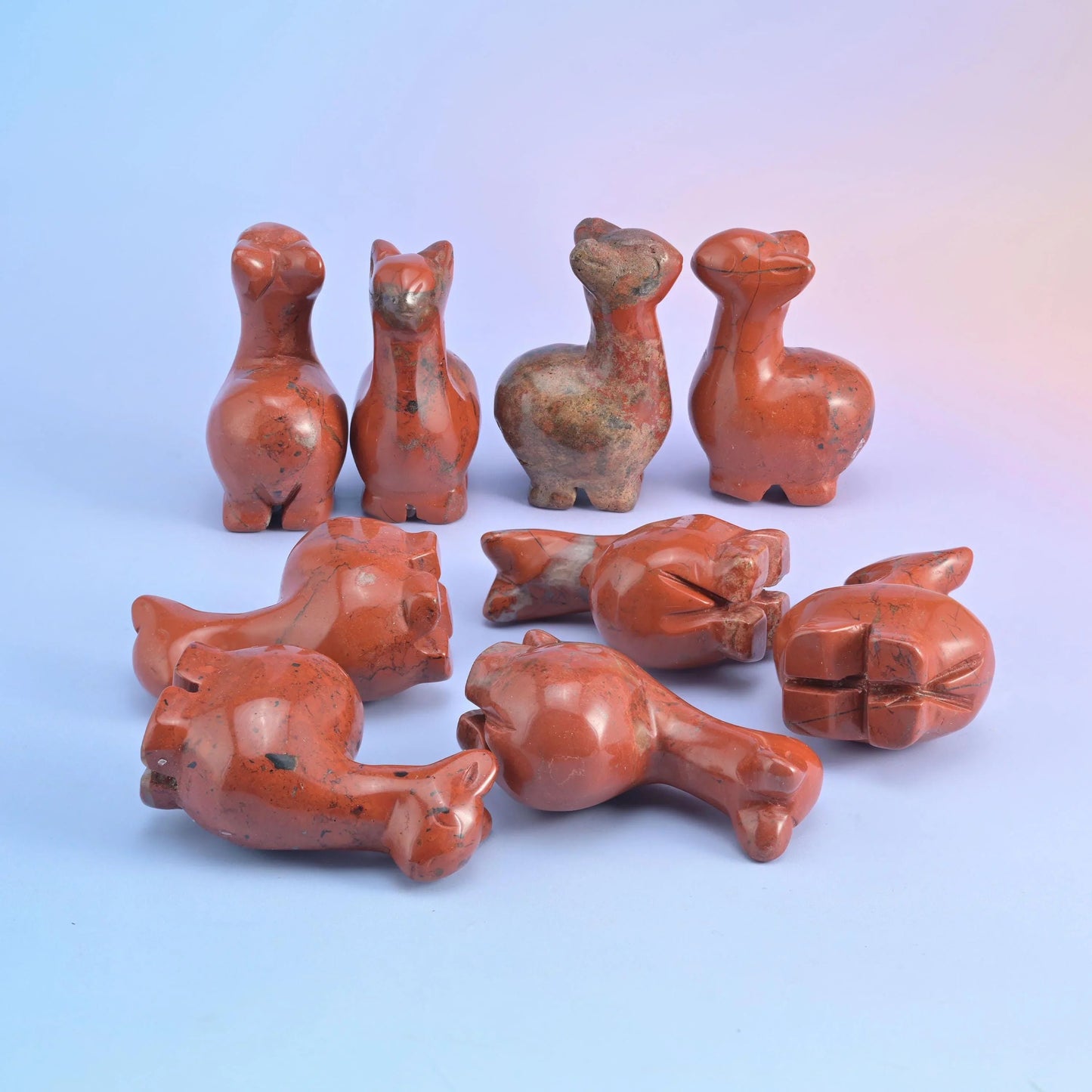 2 inch stone alpaca display carving; natural stone, so banding and colour vary from piece to piece