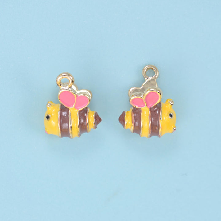 Enamel Bee Charm 14x11mm, 18K Gold Plated
