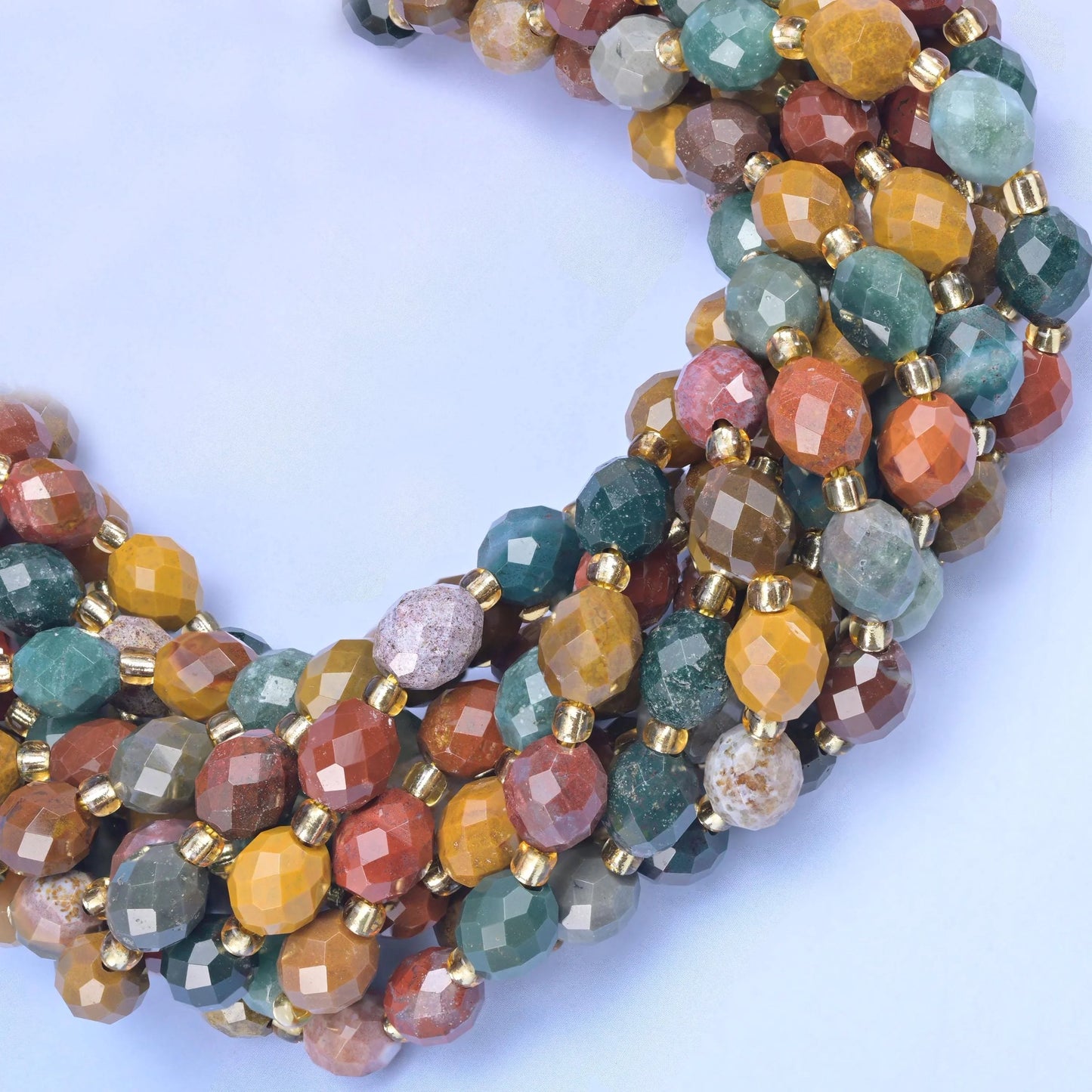 Ocean Agate Faceted Rice Barrel Beads, hole approximately 1.0mm