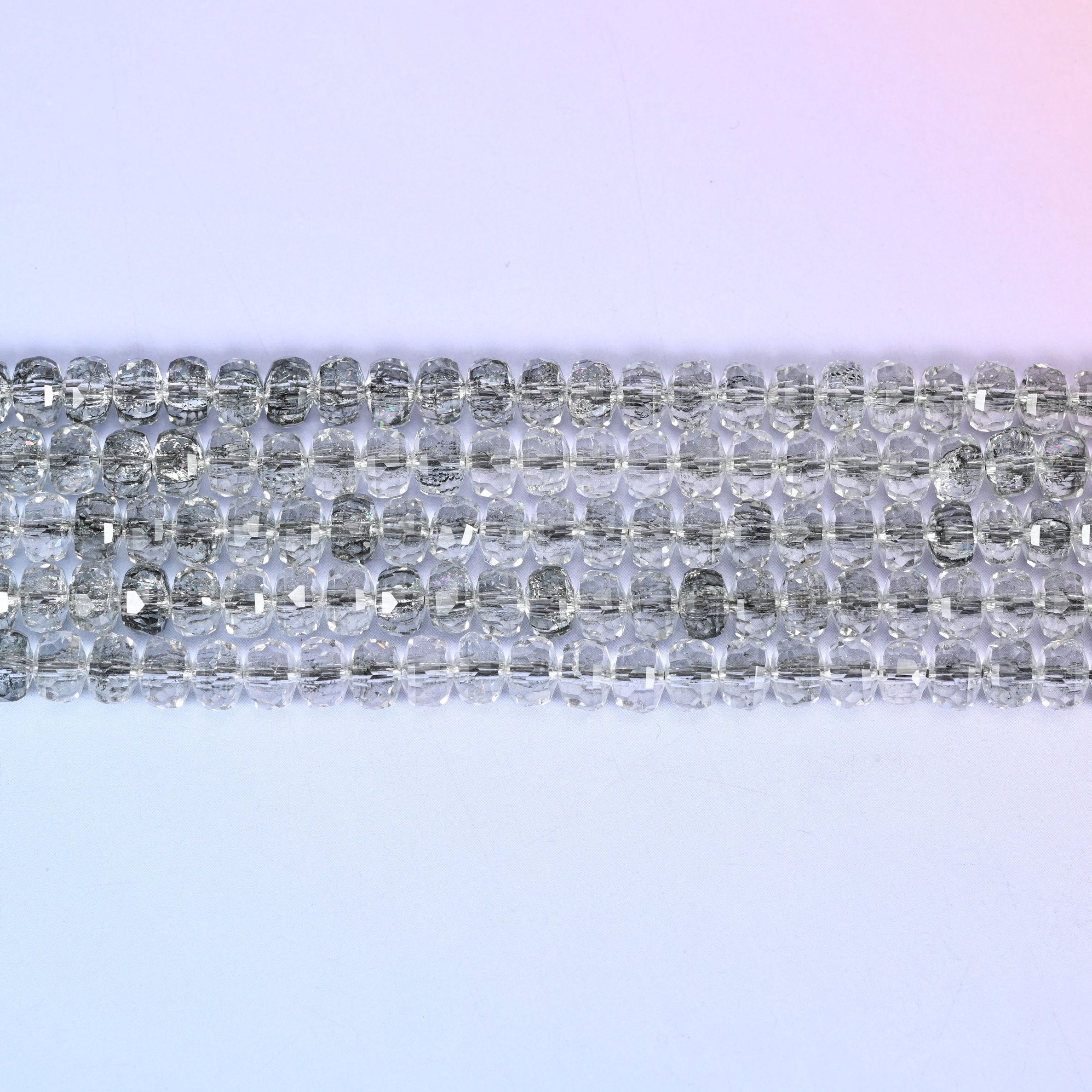 Transparent Black Faceted Rondelle Glass Beads in smoky charcoal grey